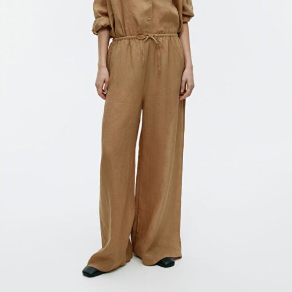 ARKET Lightweight Wide-Leg Drawstring Pants - Brown/Tan (XS) - Brand New - Picture 1 of 5